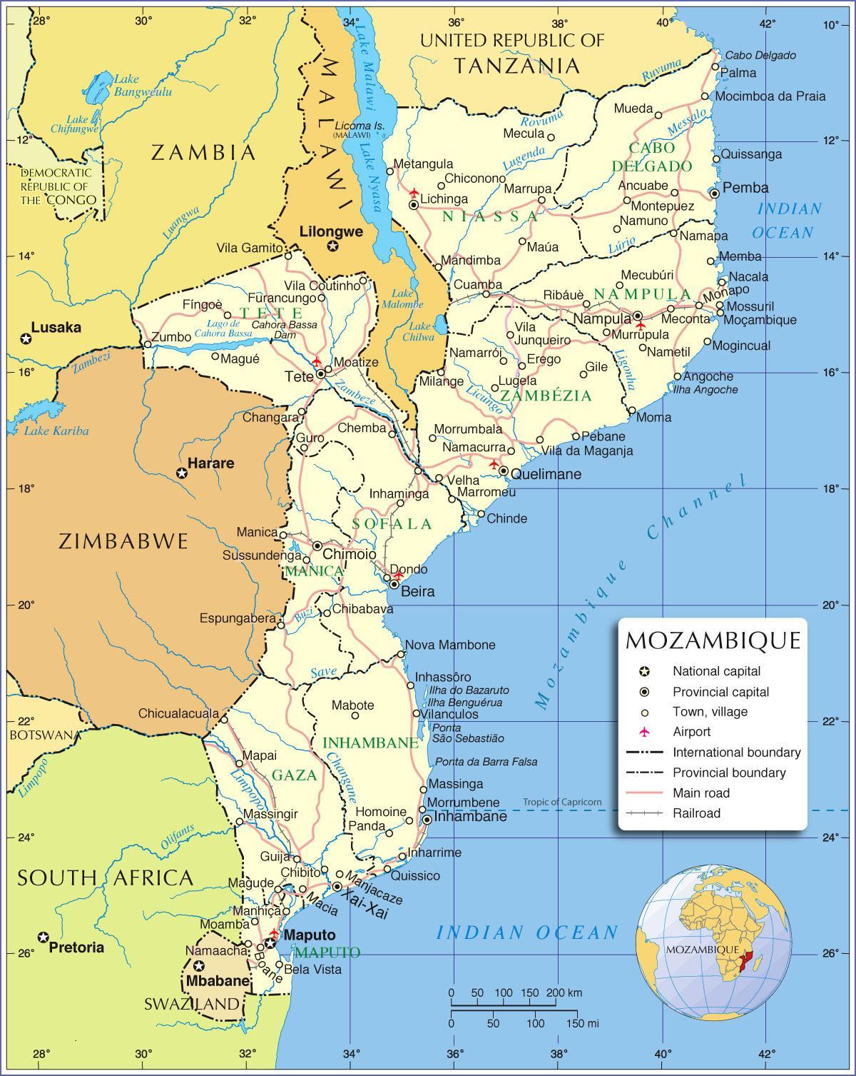 мапуто Мозамбик газрын зураг