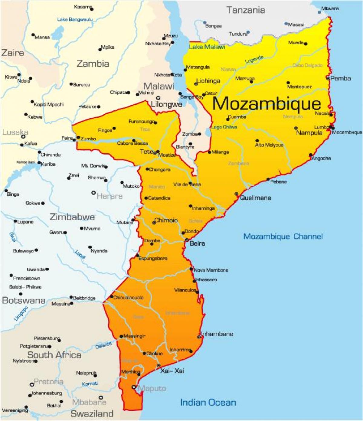 газрын зураг Мозамбик