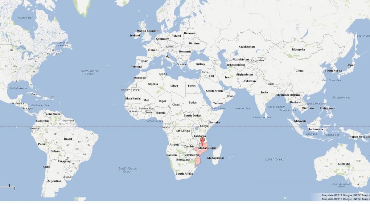Мозамбик дээр нь дэлхийн газрын зураг