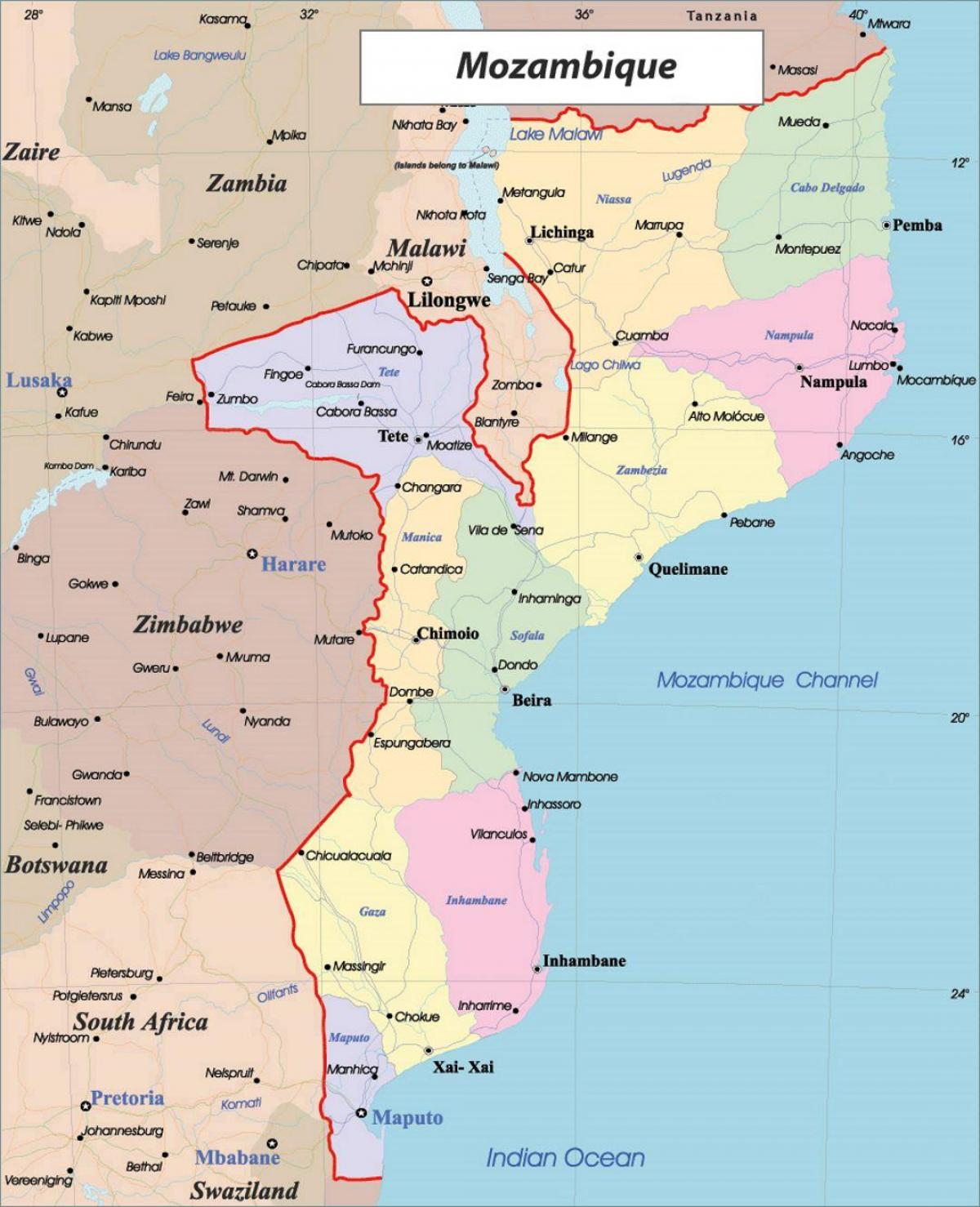 Мозамбик улс төрийн газрын зураг
