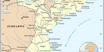Нисэх онгоцны буудал Мозамбик дахь газрын зураг дээр